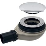 Sifón para plato de ducha Geberit d90, con tapón de desagüe, altura de sifón 30 mm, desagüe de PE: d=40mm, Cromado brillante, Manguito de descarga=PE-HD